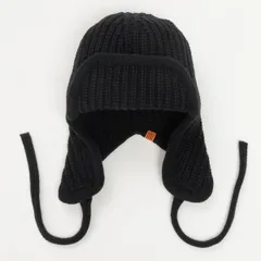 【新品・未使用】 フライトニットキャップ メンズ ユニバーサルオーバーオール ブランド ニット帽 おしゃれ 耳あて付き かわいい フライトキャップ キャップ パイロットキャップ アビエーター 防寒 イヤーフラップ 帽子 BLACK ブラック 黒 DW1845