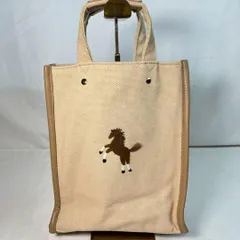 SEVEN TEN 馬刺繍キャンバス×レザートート ホワイト 美品