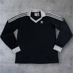 アディダス adidas ブラック アディカラー ピケ フットボール 長袖 Tシャツ XS(85)