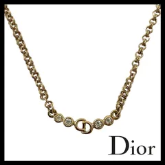 【Dior】CDロゴ ラインストーン ネックレス ゴールド/金 カラー ペンダント ヴィンテージ Christian Dior/クリスチャンディオール (SER-5864)