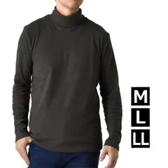 フリース《タートルネック：チャコール》新品 未使用 フリース メンズ 起毛 ストレッチ 選べる衿 クルーネック ハイネック タートルネック 暖 インナー ロンT 長袖Tシャツ【G2V】【ゆうパケット】ファッション メンズ M L LL 冬