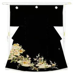 ※記念感謝祭【仕立無料】京友禅伝統工芸士手描き染黒留袖☆特撰王朝庭園祝い松竹梅菊花と鴛鴦図☆落款入(10012446)