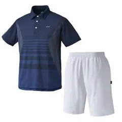 【新品】【Lサイズのみ】prince（プリンス）メンズ ゲームシャツ×パンツ 上下セット セットアップ テニス トレーニングウェア　ネイビー×ホワイト　WU9100-127-WU9200-146-L