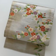 八寸名古屋帯 正絹 中古 西陣織 紬 花 カジュアル 【mm498】 - メルカリ