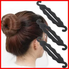 【即発送】長い髪向け ヘア ヘア ブラック長い髪向け め髪用グッズ ふんわりヘアアレ スかわいい かわいい 黒 アレンジ アレンジ おだんごヘア 3個入り ヘアメーカ お団子ヘアメーカー YFFSFDC