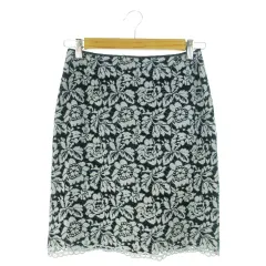 ユナイテッドアローズ UNITED ARROWS スカート 総レース タイト ひざ丈 フラワー 花柄 薄手 36 紺 ネイビー /AH12