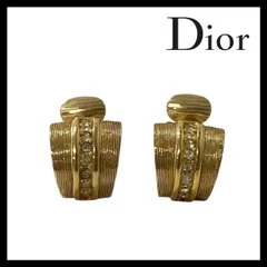【Dior】ラインストーン フープ イヤリング ゴールド/金 カラー ヴィンテージ Christian Dior/クリスチャンディオール (SER-5873)