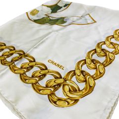 CHANEL シャネル 花柄 ココマーク チェーン柄 スカーフ シルク - メルカリ