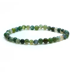 モスアゲート【丸玉】4mm～5mm 数珠 天然石 ブレスレット パワーストーン ブレス お守り 選べるサイズ