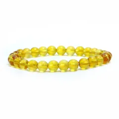 イエロークォーツ（合成水晶）【丸玉】6mm 数珠 天然石 ブレスレット パワーストーン ブレス お守り 選べるサイズ