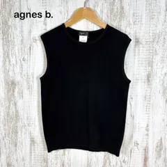 agnes b. アニエスベー クルーネック コットン ノースリーブ カットソー タンクトップ ブラック