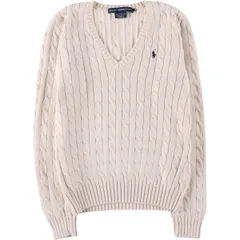古着 ラルフローレン Ralph Lauren RALPH LAUREN SPORT ケーブル編み Vネック コットンニットセーター レディースM相当/eaa601761