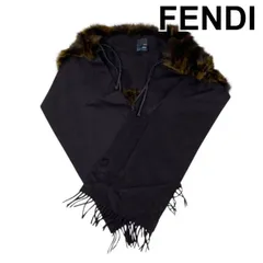 【豪華】【美品】FENDI フェンディ フォックス ファーストール カシミヤ FENDI（フェンディ） ファー付き大判ストール ベージュ カシミヤ100