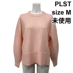 ◆ 未使用 プラステ PLST エクストラファインメリノウールミドルゲージクルーネックセーター サーモンピンク 毛 M 9号 レディース S5X381