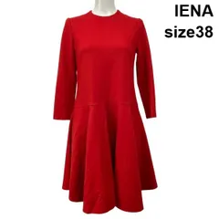 ■ イエナ IENA ワンピース ミモレ丈 七分袖 真っ赤 フレアワンピース 赤 ウール100％ 38 M 9号 レディース S5X387