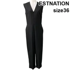 ◆ 美品 エストネーション ESTNATION サロペット オールインワン 綺麗目 黒 毛100％ 36 S 7号 レディース S5X393