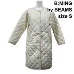 ■ ビーミングバイビームス B:MING by BEAMS キルト ロング コート 長袖 ノーカラー パイピング アイボリー S 7号 レディース S5X372