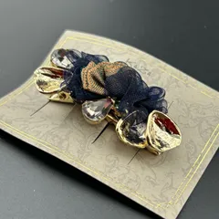 【新品】ネコポス◆定価1800円 ヘアアクセサリー ヘアクリップ 華やか 可愛い ダークレッド×ゴールド◆