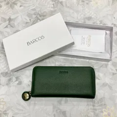 新品未使用 BARCOS バルコス 長財布 ラウンドファスナー レザー ウォレット レディース 緑 グリーン×ゴールド金具 箱付