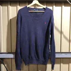 879 Polo by Ralph Lauren セーター ネイビー XL ポロバイラルフローレン ニット コットン ワンポイント 刺繍ロゴ ポロポニー 古着卸 アメリカ仕入