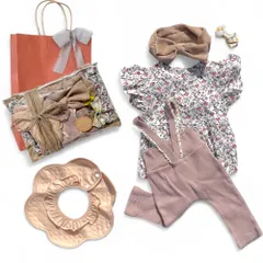 [mic.an] 出産祝い 女の子 ベビー服 70 セット スタイ ロンパース ラッピング 手提げ袋付き ミックアン (white, 70) [ホワイト] [70]