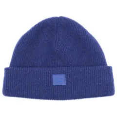 Acne Studios (アクネ ストゥディオズ) FACE BEANIE フェイスロゴスモールパッチ ニット 帽子 ネイビー FA-UX-HATS000165のサムネイル