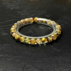 上品 EU製★太陽花タイチンルチル★黄金針水晶 金運 開運 ゴールド ブレスレット パワーストーン 6.8-7.2mm ZB9733