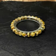綺麗 EU製★太陽花タイチンルチル★黄金針水晶 金運 開運 ゴールド ブレスレット パワーストーン  7.3-7.7mm ZB9734