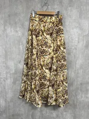 KUMIKYOKU 組曲 オンワード樫山 総柄 ニュアンスフラワープリント ロング スカート size2/黄 ■◆ レディース