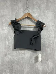 美品 MELLOWNEON メロウネオン タグ付 アシメフリルストラップ ビスチェ sizeS/チャコールグレー ■◆ レディース