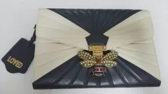 グッチ クイーン マーガレット ブラック/アイボリー クラッチバッグ