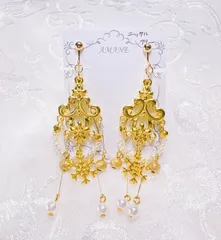 【No.19】ゴールド 雪 イヤリング ニッケルフリー