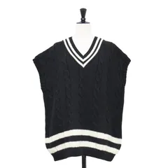 Oldderby Knitwear オールドダービーニットウェア Spick&Span 別注 ベスト ブラック ホワイト 黒白 サイズ:M | 21秋冬 クリケット ケーブル ニット ベスト | プルオーバー オーバーサイズ ウール【レディース】【中古】