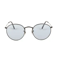 【美品】Ray Ban レイバン ラウンドメタル サングラス (ROUND METAL RB3447 002/64) | ブラックフレーム ブルーレンズ | 52□21-145 | イタリア製 ブランド 眼鏡【メンズ】【中古】
