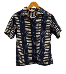 スターオブハリウッド STAR OF HOLLYWOOD TOYO ENTERPRISE 東洋エンタープライズ PIANO オープンシャツ ピアノ柄 アロハシャツ 開襟 オープンカラー SH36597 半袖シャツ ネイビー Sサイズ 101MT-5368