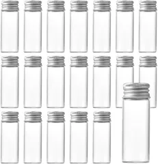 I'm so happy 小瓶 ガラス 密閉 蓋付き 保存容器 小分け 透明 ボトル 液体 小物入れ 20個セット (クリア,  12ml)