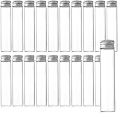 I'm so happy 小瓶 ガラス 密閉 蓋付き 保存容器 小分け 透明 ボトル 液体 小物入れ 20個セット (クリア,  25ml)