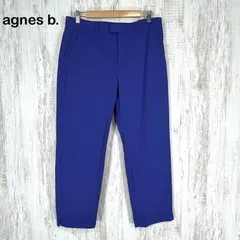 美品 agnes b. アニエスベー クロップド ストレートパンツ チノパンツ ブルー 大きいサイズのサムネイル