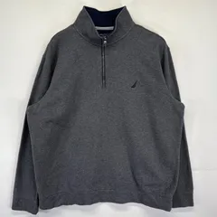 古着 ノーティカ NAUTICA スウェット 大きいサイズ ハーフジップ トレーナー プルオーバー ワンポイントロゴ XL  グレー系 メンズ