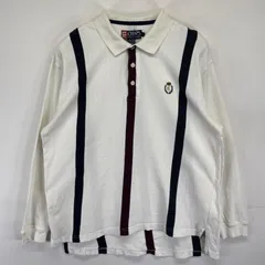 古着 チャップスラルフローレン CHAPS RALPHLAUREN 長袖 ポロシャツ ワンポイントロゴ刺繍デザイン ヘリンボーンツイル ストライプ柄 L マルチカラー メンズ