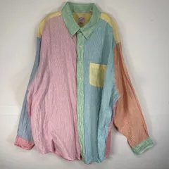 古着 ブルックスブラザーズ Brooks Brothers 長袖シャツ IRISH LINEN ボタンダウン クレイジーパターン 2XL マルチカラー ストライプ メンズ