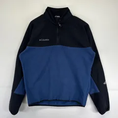 古着 コロンビア Columbia フリースジャケット アウトドア ワンポイントロゴ プルオーバー ハーフジップ M  ブラック メンズ