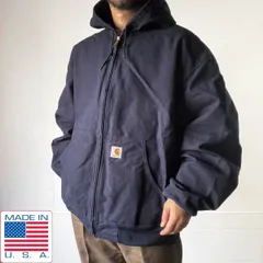 美品 USA製 carhartt カーハート J131 DNY アクティブジャケット 紺系 3XL-R 裏サーマル 大きいサイズ アメリカ製 D152