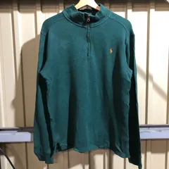885 Polo by Ralph Lauren ハーフジップ セーター グリーン S〜M ポロバイラルフローレン ニット ワンポイント 刺繍ロゴ ポロポニー コットン 古着卸 アメリカ仕入