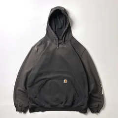 Carhartt カーハート パーカー スウェット スウェットパーカー XL ブラック 鬼フェード 退色 色落ち グランジ ボロ ダメージ 袖プリント ヴィンテージ
