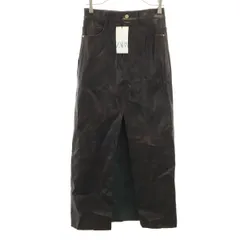 未使用 ZARA ザラ ロング丈 フェイクレザー スカート S ブラウン系 タグ付き レディース 古着