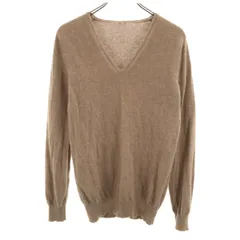 カシミヤ100% 長袖 Vネック セーター L ベージュブラウン レディース 古着