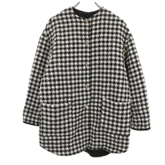ZARA ザラ 千鳥柄 ノーカラー ジャケット S ホワイト系 レディース 古着