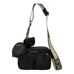 Michael Kors マイケルコース JET SET TRAVEL クロスボディ ウィズ テックアタッチ ミディアム ショルダーバッグ 35S2GTTC6L レディース レザー ブラック ホワイト 中古