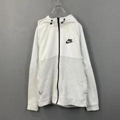 NIKE Full-Zip Hoodie ナイキ フルジップシーズナルフーディ パーカー ジャケット ロゴプリント バイカラー ホワイト/グレー メンズ L 863774-051